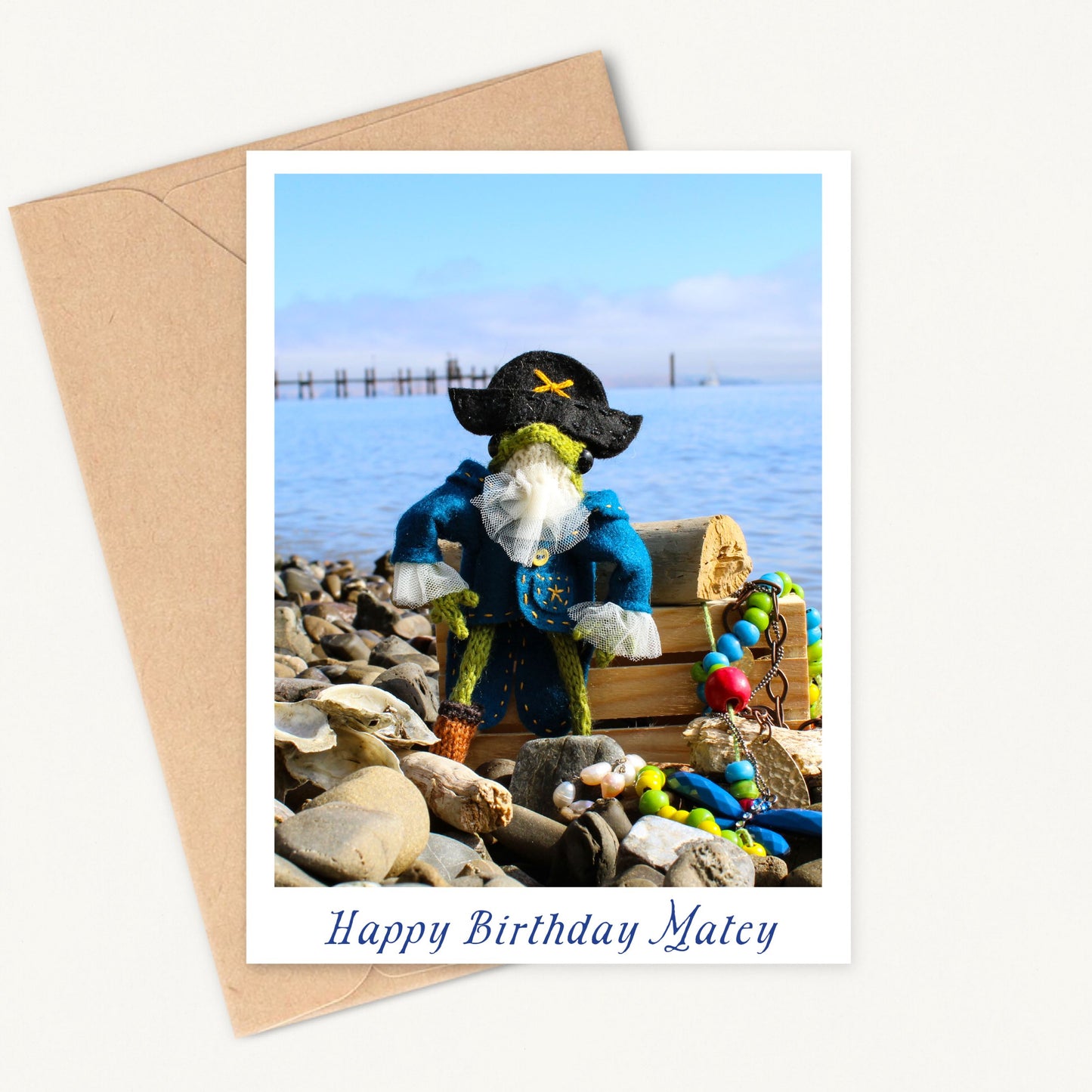 Funny Pirate Greenbeard Frog Birthday Card, Blank Cards