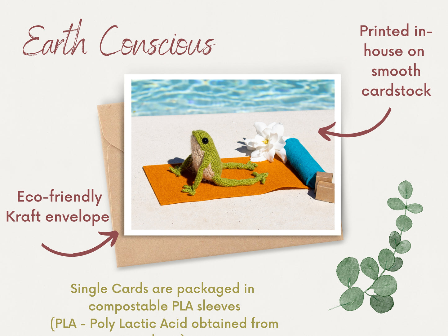 Funny Greeting Card Knitted Yoga Frog "Cobra"