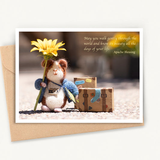 Funny Greeting Card Inspirational Guinea Pig "Wanderlust"