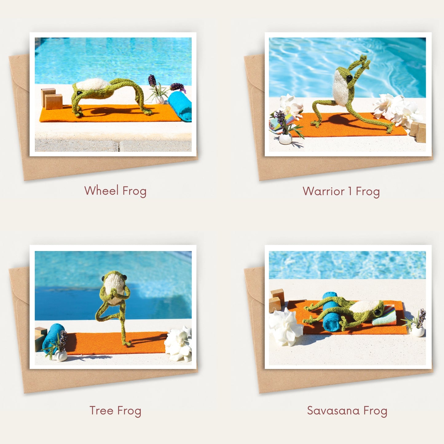 Yoga Frog Collection 2 - Set of 4 Hilarious Cards