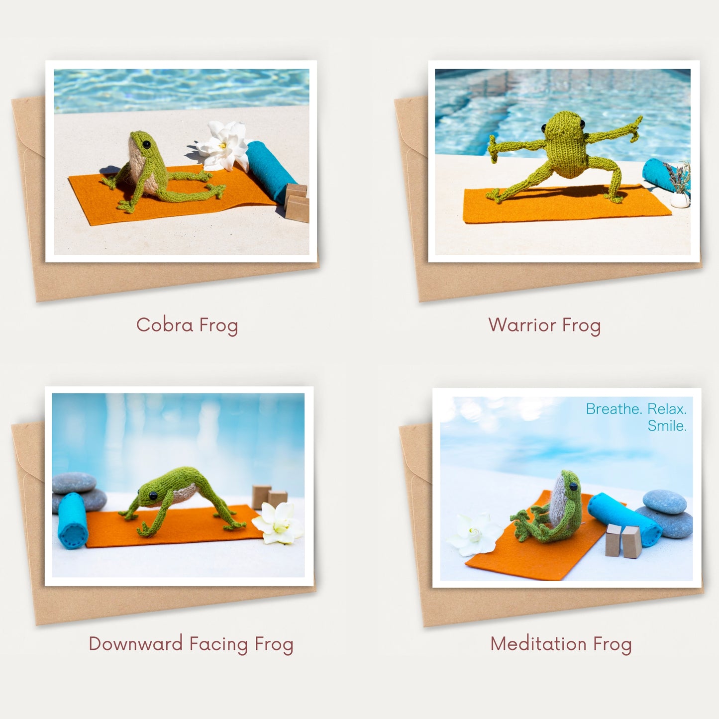 Yoga Frog Collection 1 - Set of 4 Hilarious Cards