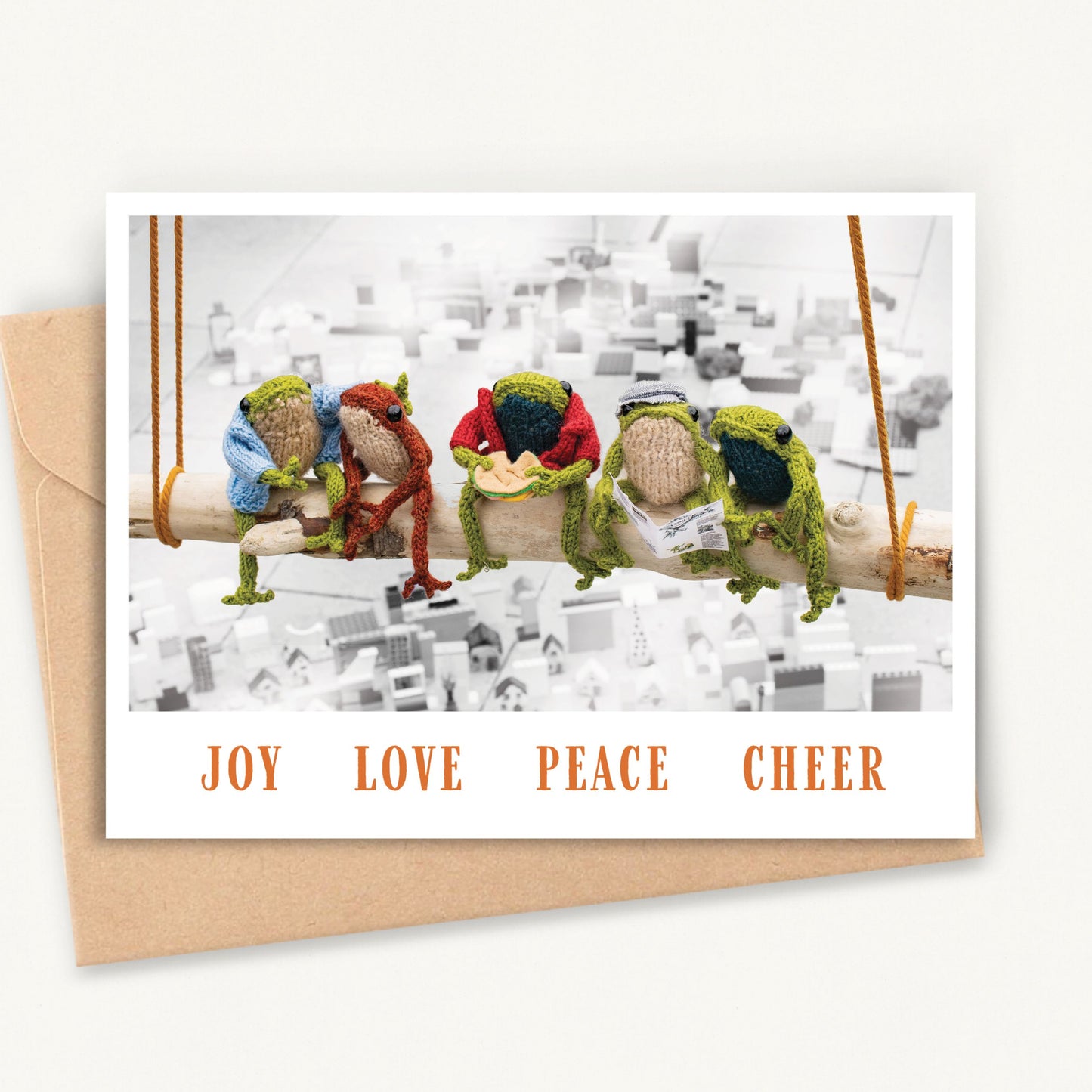 Funny Holiday Card Frogs on Lunch Break, envelopes included