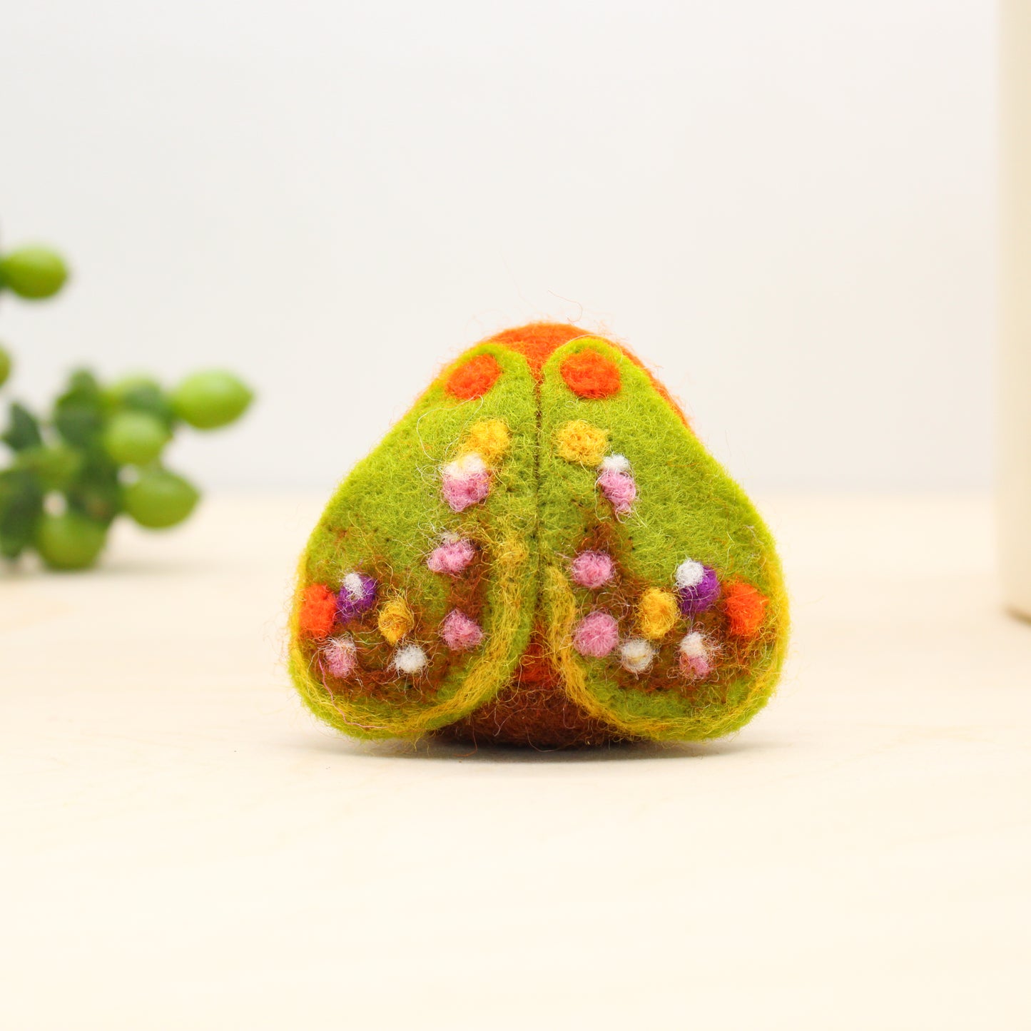 Felted Moth Ornament, orange/brown