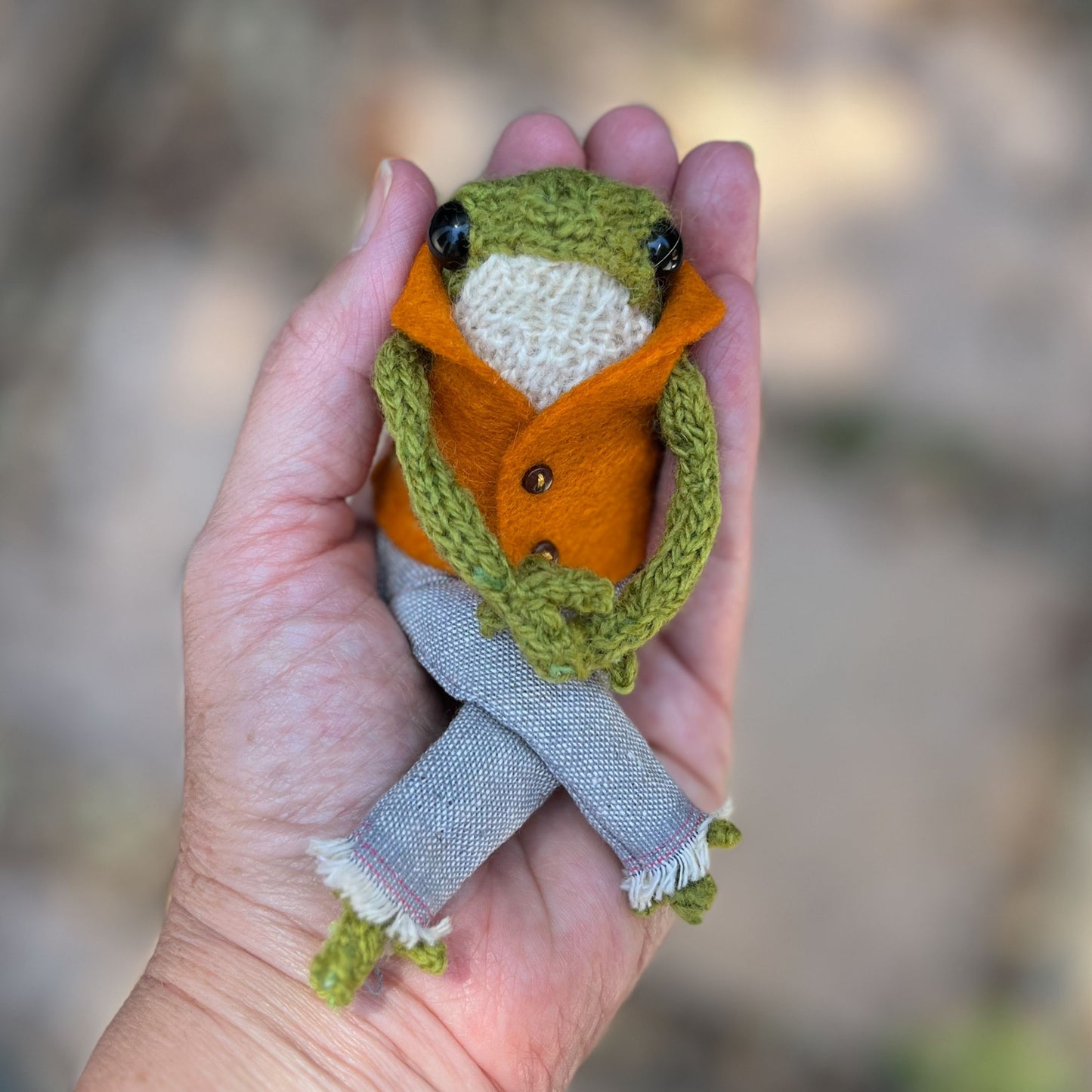 Cute Knit Frog, Amigurumi Woodland Creature