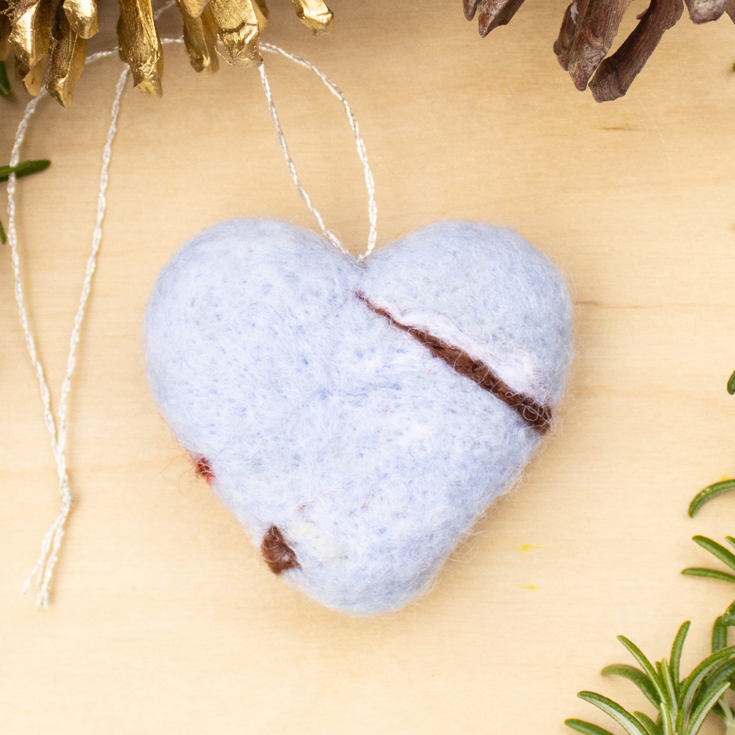 Whimsical Cardinal Bird Felted Heart Ornament - Holiday Decor